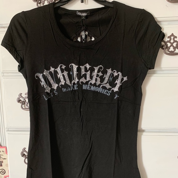 Black Rhinestone Whiskey Tee - Picture 2 of 8